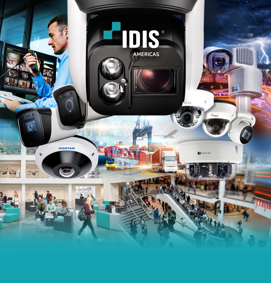 Collage of IDIS Americas Surveillance Cameras and Applications